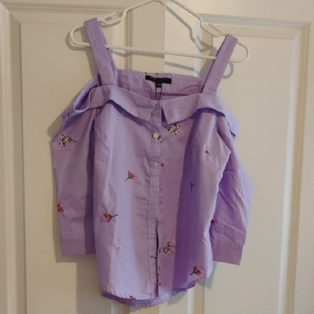 Romeo & Juliet Couture Purple Cold Shoulder Blouse